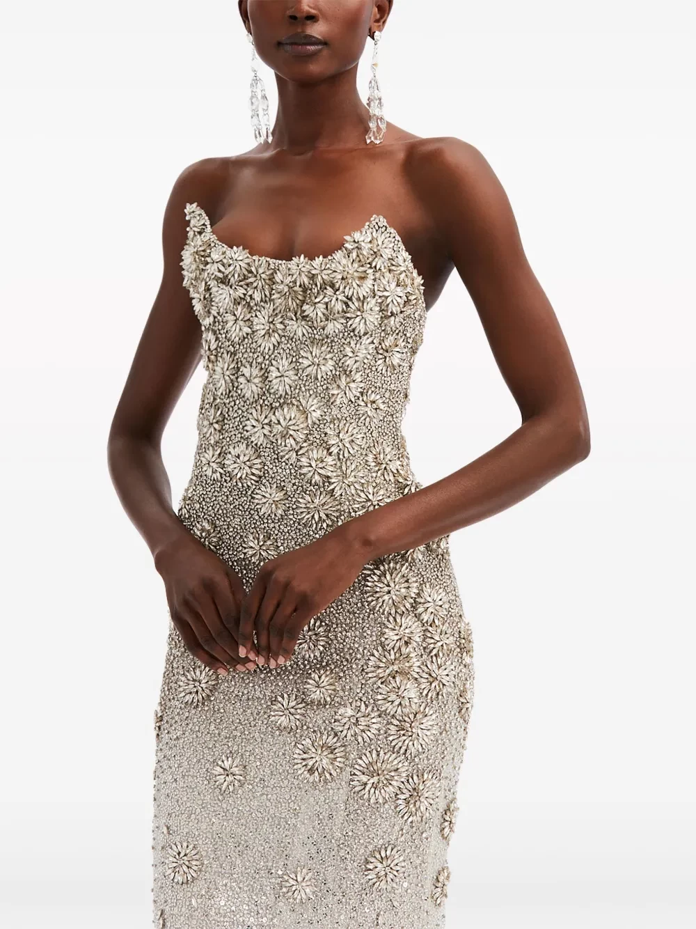crystal-embellished strapless gown